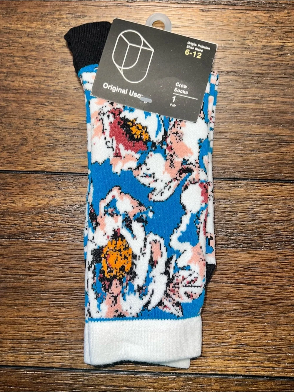 Original Use Blue Floral Crew Socks - Men's